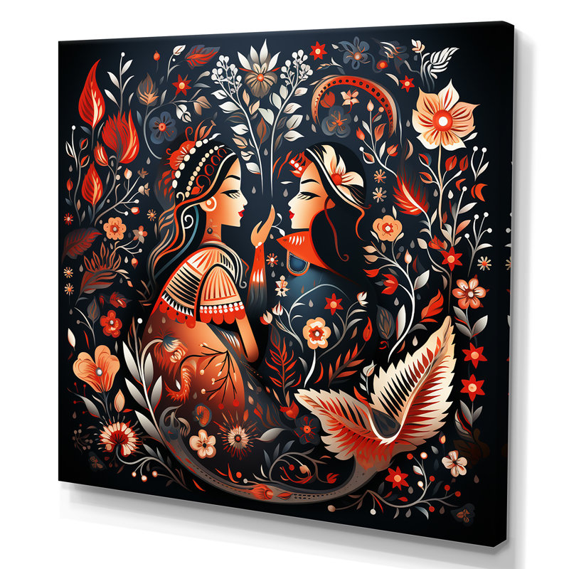 Indian Art Rajasthani Folklore Tales I - Indian Art Wall Art, Wrapped Canvas, 16" H x 16" W x 1" D