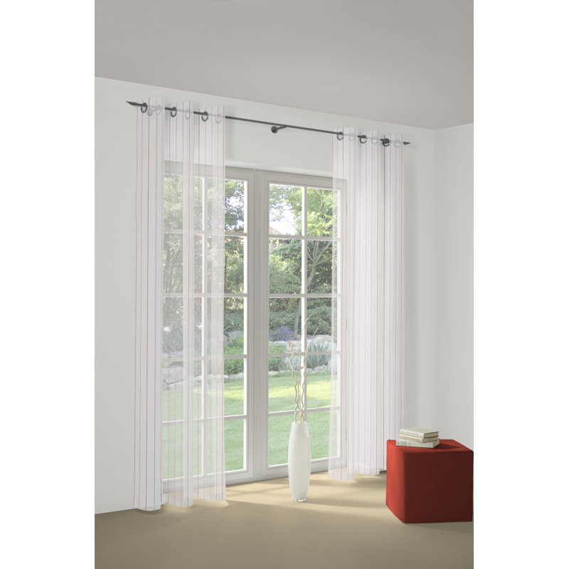 Dovie Curtain Single Panel, 300cm W x 225cm D, Brown/White