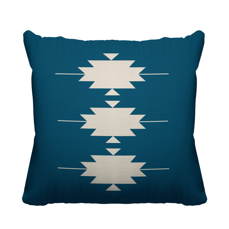 Coussin intérieur / extérieur Sike Southwestern, L 17 po x H 17 po, Turquoise