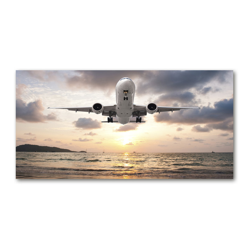 Airplane By The Sea - Wrapped Canvas Print