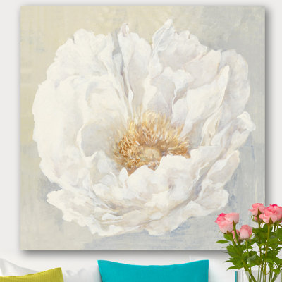 " White Serene Peony " Painting Print