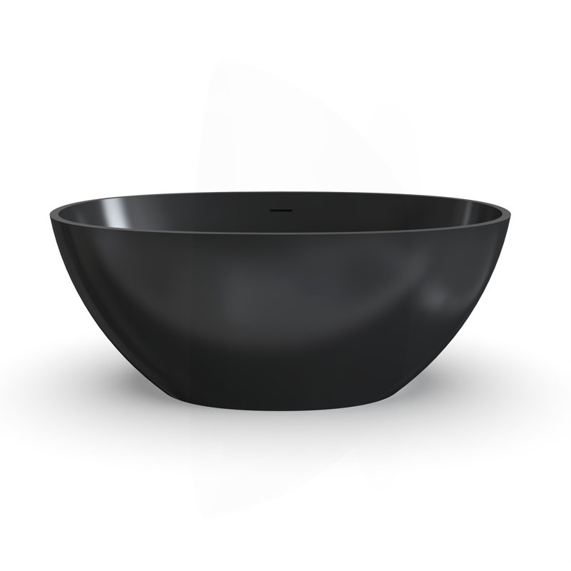 Baignoire de trempage autoportante de 55 pouces pour salle de bain, Noir