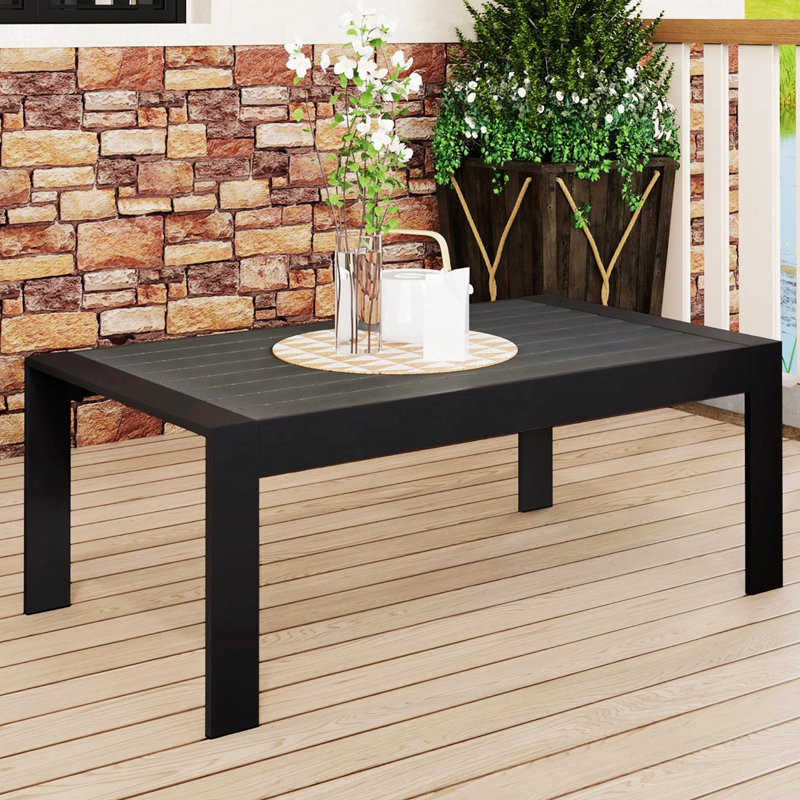Table basse d'extérieur, table basse moderne, table basse rectangulaire de patio, Gris