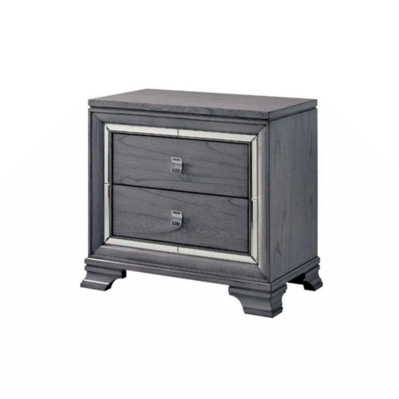 Table de chevet 2 tiroirs Crary en gris clair