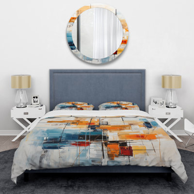 Colorful Mid Century Retro Reflections III - Abstract Midcentury 4 Pcs Comforter Set