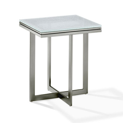 Glass Top Cross Legs End Table