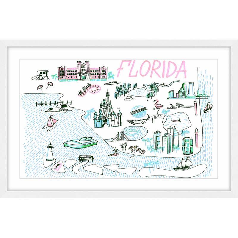 « floride », reproduction de peinture à l’aquarelle encadrée, 16 po x 24 po