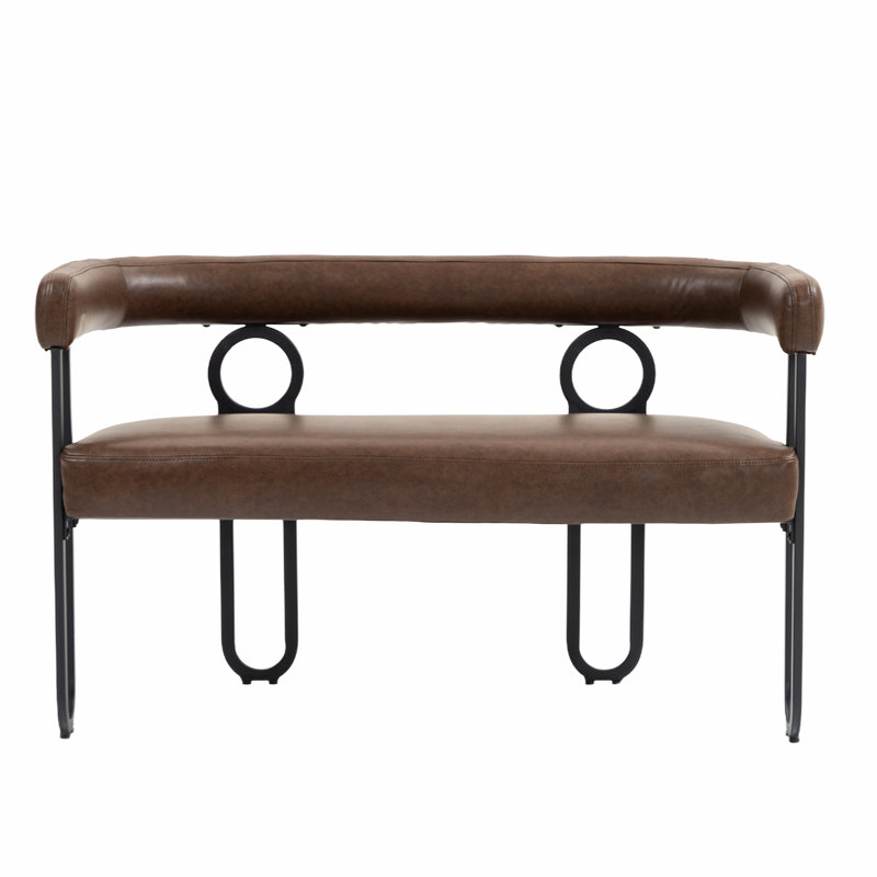 Causeuse moderne avec accoudoirs et pieds en métal, Marron foncé