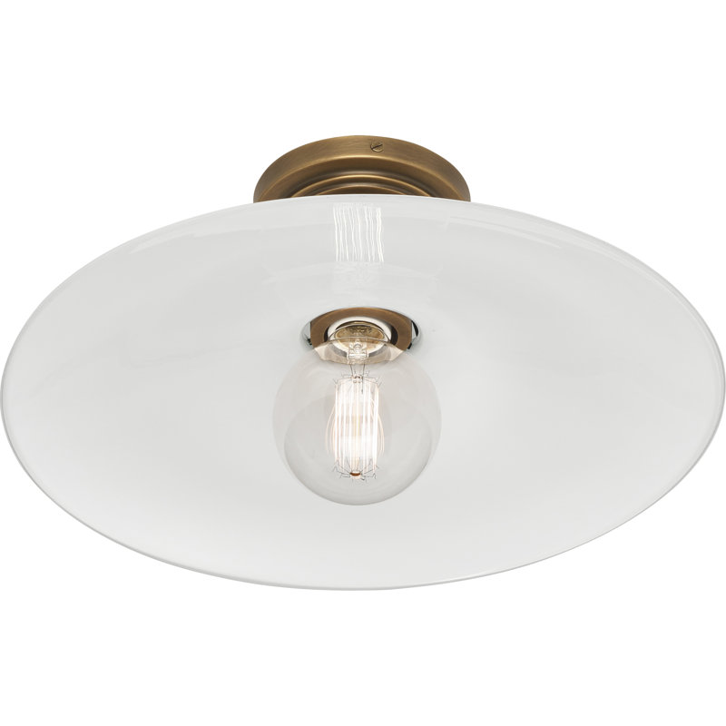 Rico Espinet Arial 1 - Light 16'' Simple Cone Semi Flush Mount, Warm Brass