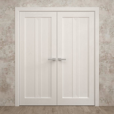Interior Solid French Double Doors | Ego 5006 | Wood Interior Solid Panel Frame | Closet Bedroom Modern Doors