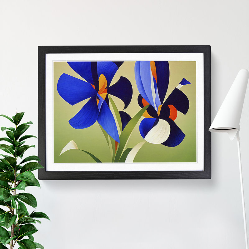 Iris Flowers Abstract - Framed Print, Black, 46cm H x 64cm W x 2cm D