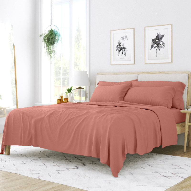 Ensemble de draps pour lit en microfibre brossée de 6 pièces Simply Soft, Ensemble de draps pour très grand lit + un drap-h