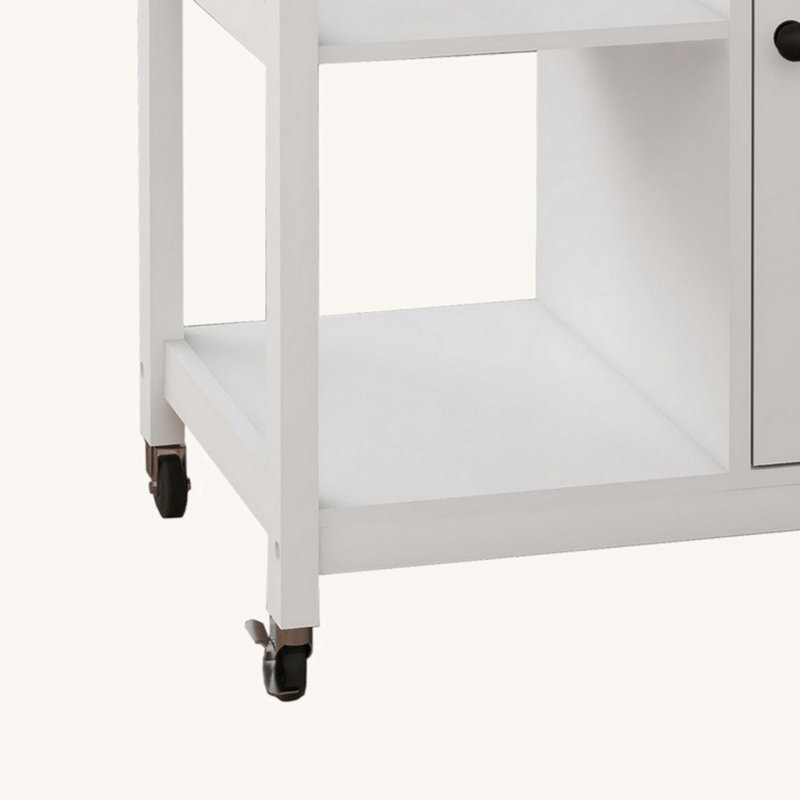 Avec tablette réglable et barre à serviettes, îlot de cuisine à roulettes verrouillables, Bois manufacturé