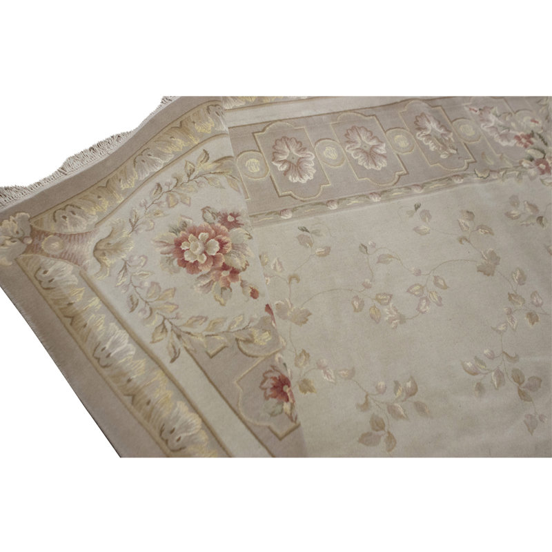 Hand Knotted Area Rug in Beige