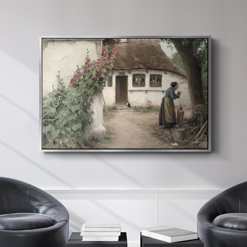 Paysage rétro - DLVI, Toile encadrée noyer flottant, H 27 po x l 41 po x P 2 po