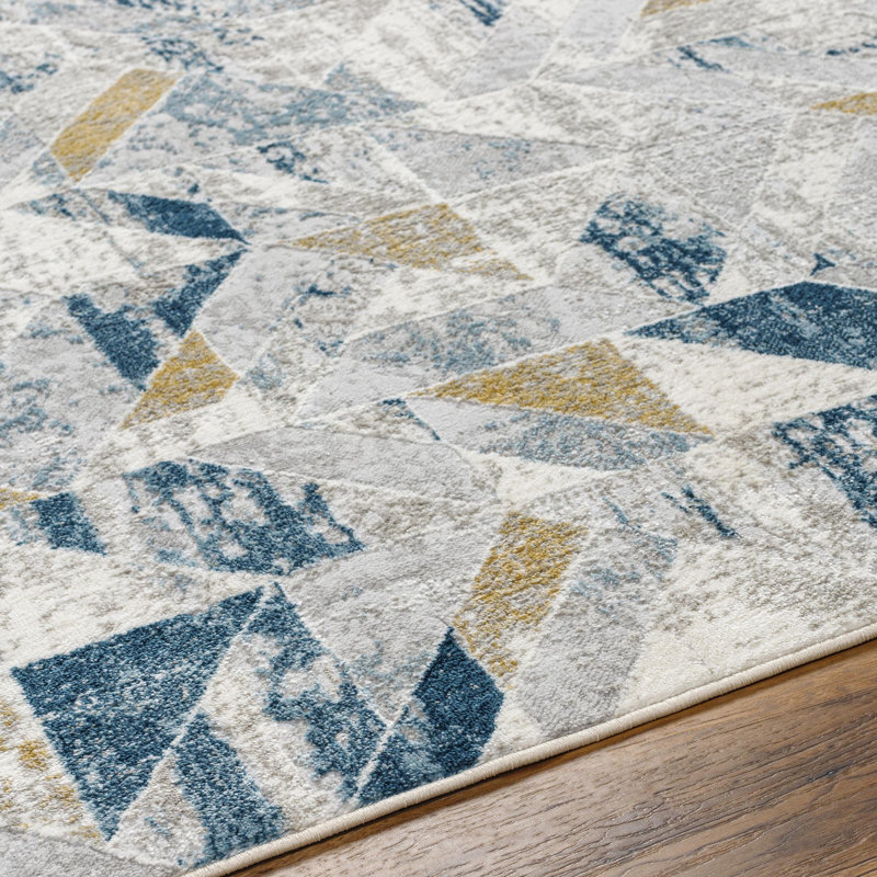 Tapis bleu abstrait Alejandro, Rectangle 9 pi 2 po x 12 pi