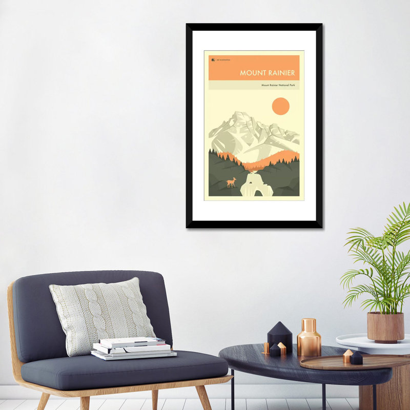 «Mount Rainier», impression sur toile, H 24 po x l 16 po x P 1 po, Papier d'art encadré noir, Blanc