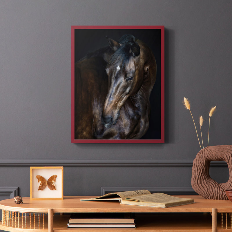 Sunlit Horses I, reproduction encadrée - bois massif, Rouge, H 10 po x l 8 po
