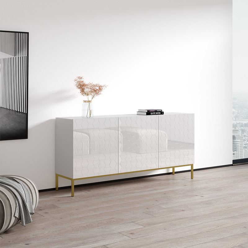Buffet 63 po Danyielle avec finition ultrabrillante, Blanc