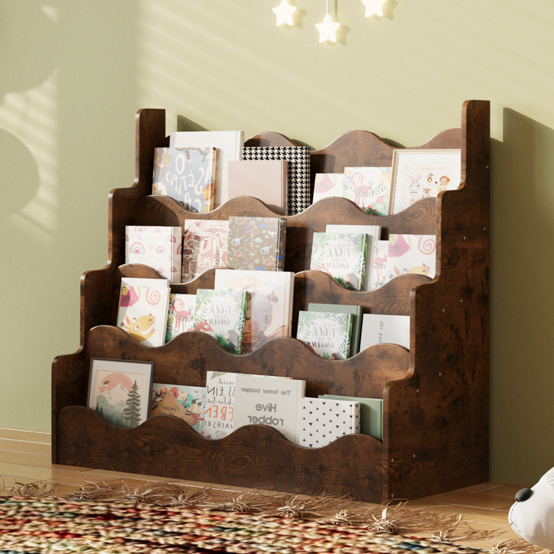 Wavy Wooden Front Facing Bookshelf, Russrt