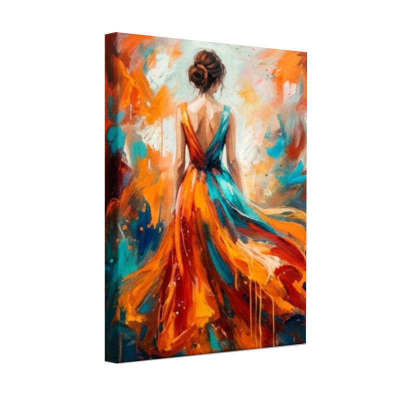 Abstrait, femme abstraite en robe fluide, H 30 po x l 20 po