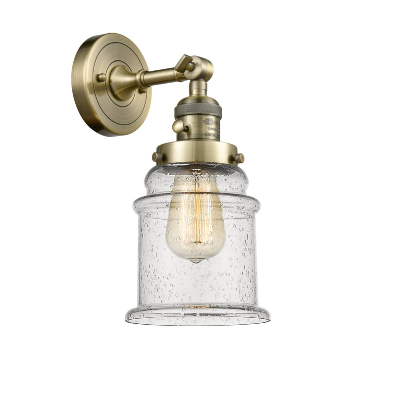 Galaviz Armed Sconce, 3.5 Watt Vintage LED Bulb, Seedy, Antique Brass