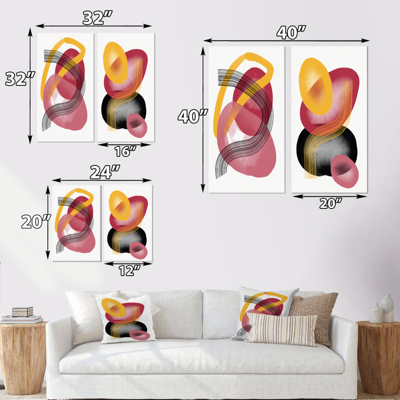 «Abstract Shapes in Retro Gradients X», ensemble de 2 impressions, Toile tendue, H 20 po x l 24 po x P 1 po