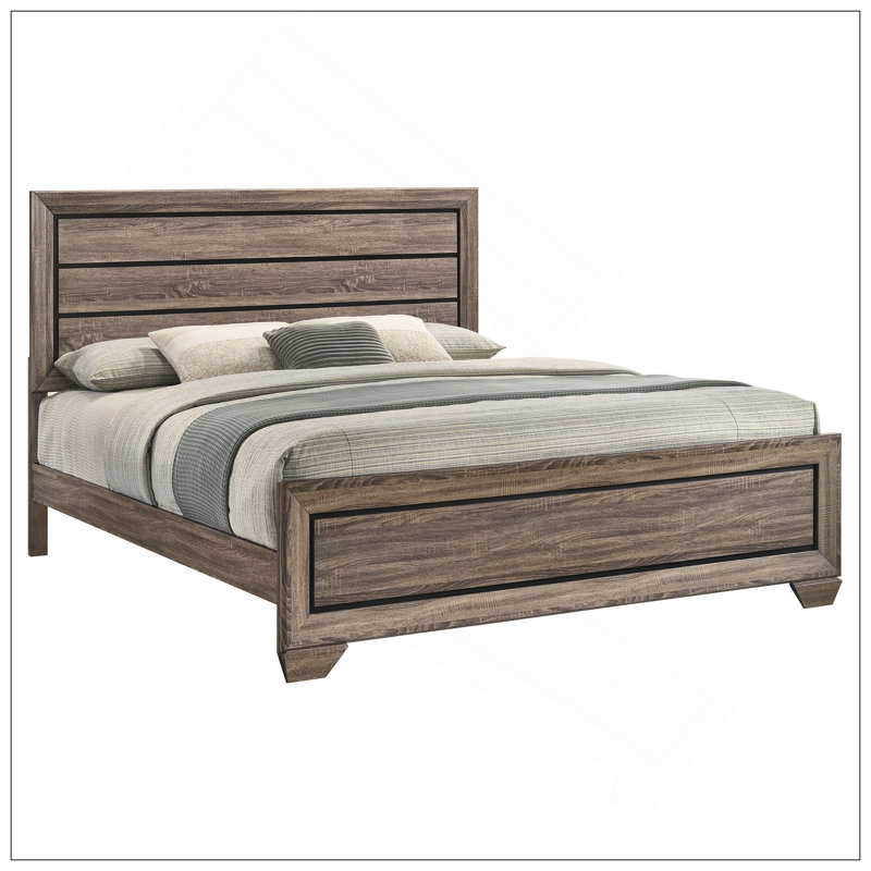 Très grand lit oriental taupe délavé avec lattes, charme rustique et élégance moderne pour un style de chambre polyvalent