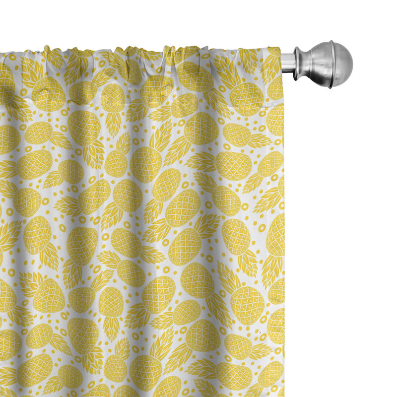 Bobrow Tropical Exotic Pineapple Fruit Semi-Sheer Rod Pocket Curtain Panels, 28" x 63"