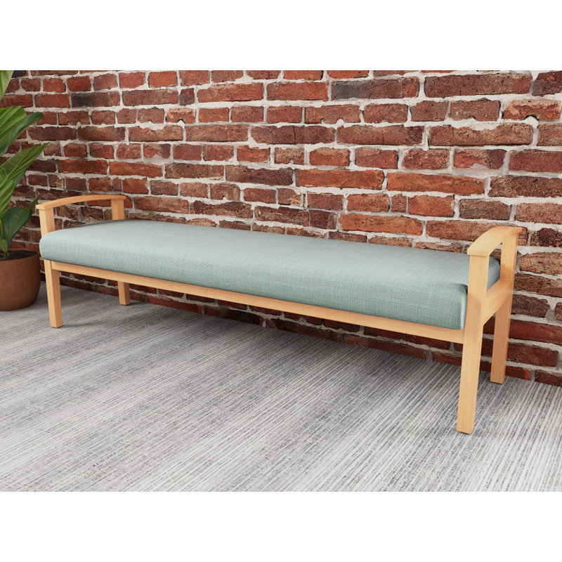 Banc en bois massif Amherst, Naturel, Chambray écume de mer