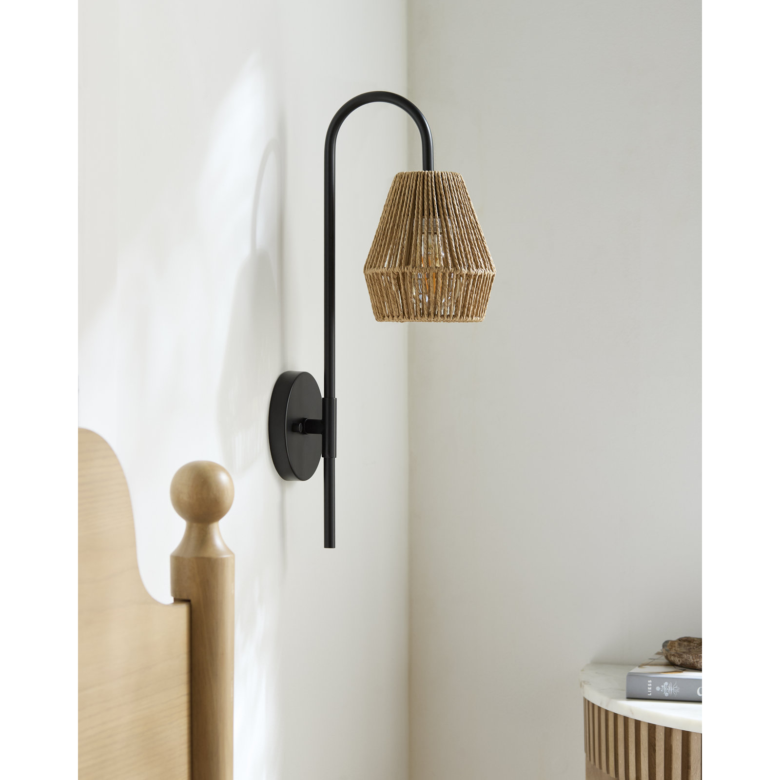 Coallier 20" H 1-Light Hardwired Wall Sconce, Black