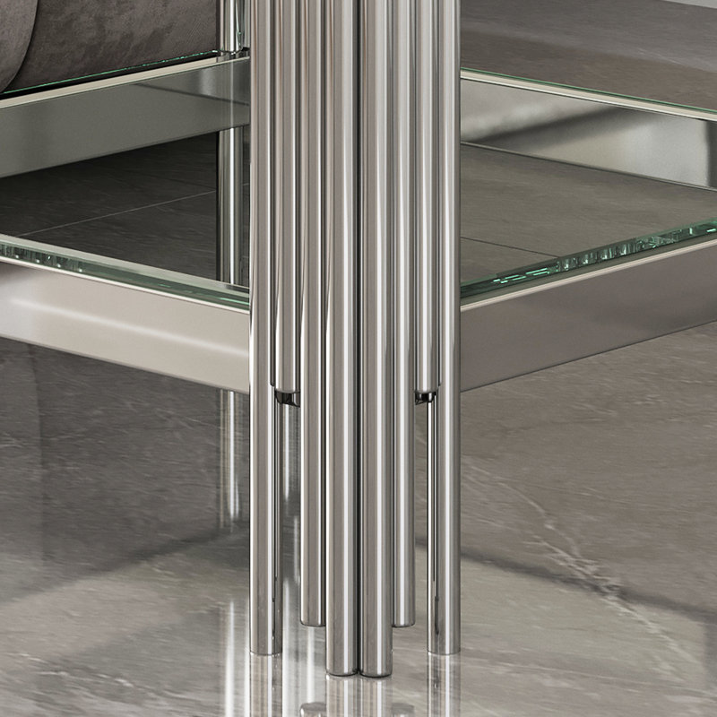 Table de bout moderne en verre trempé avec argent - Maximiser le rangement, facile à nettoyer et à entretenir