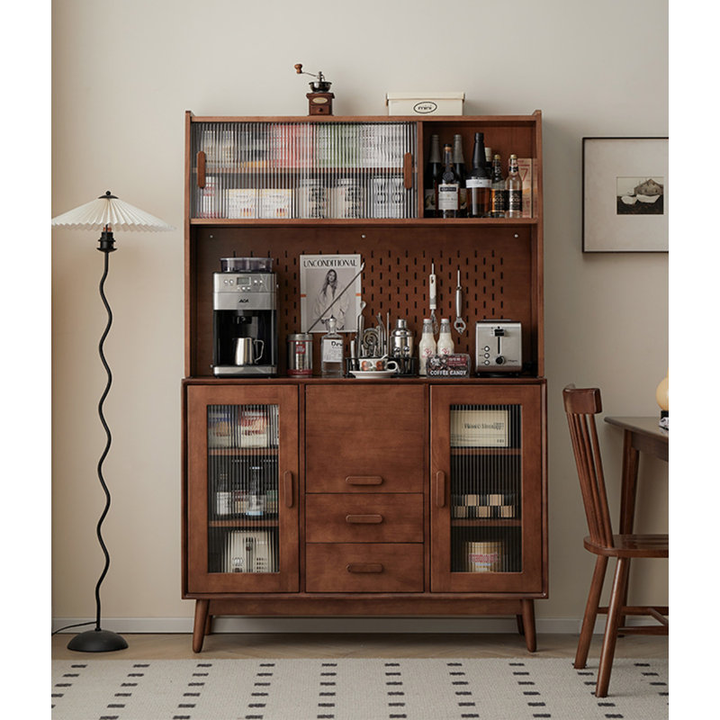 Modern Minimalist Integrated Wall-Mounted Solid Wood Pantry Kitchen Storage Cupboard
