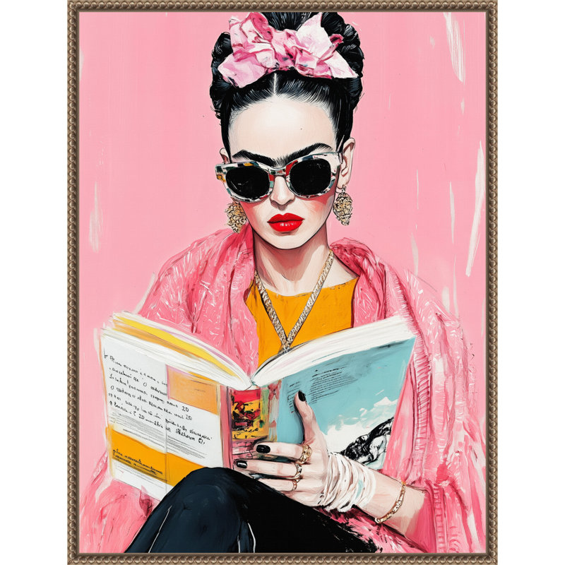 «Frida Reading Book» par Justyna Jaszke, reproduction d'art sur toile encadrée