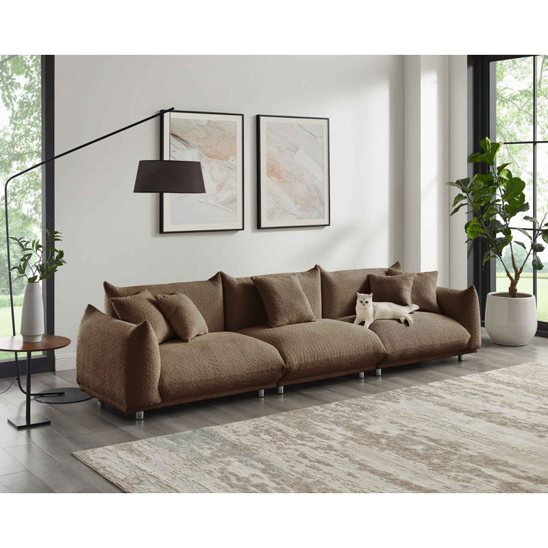 Amritha 316.2Cm Round Arms Sofa, Brown