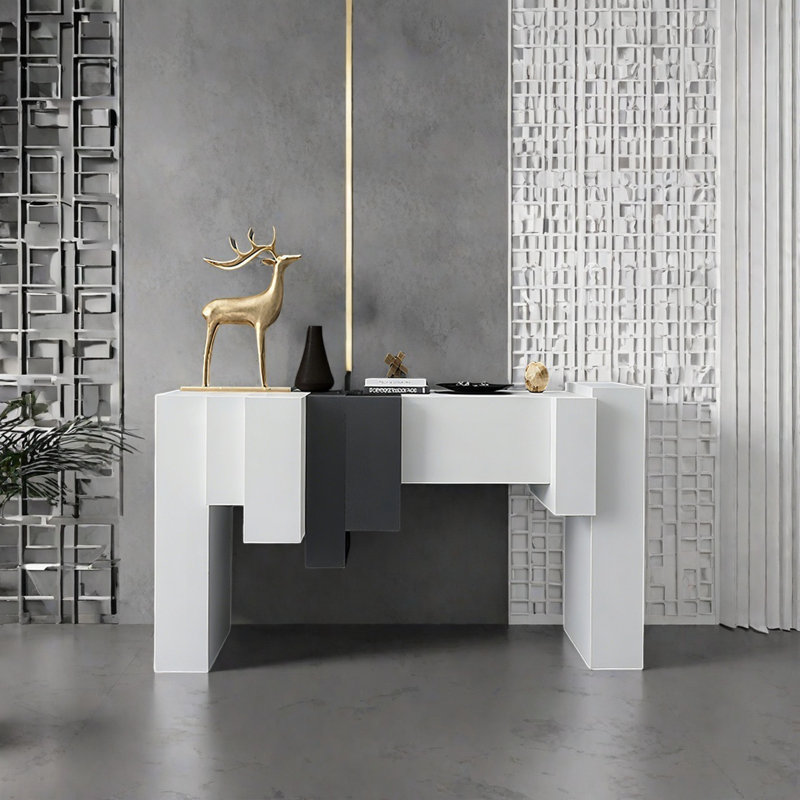 Console Modern Minimalist Art Design, H 35,43 po x l 47,24 po x P 15,75 po, Noir / blanc