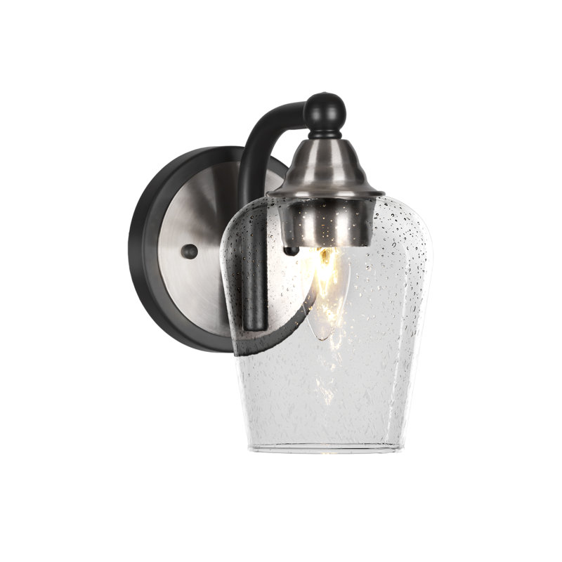 Applique murale 1 lumière Achen, Noir mat / nickel brossé