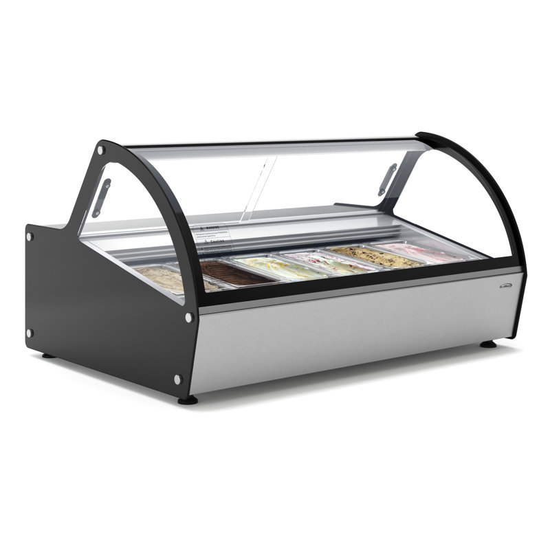 Vitrine de comptoir 46 po avec 6 poêlons et garde-éternité en verre intégré en acier inoxydable (km-cgd6p)