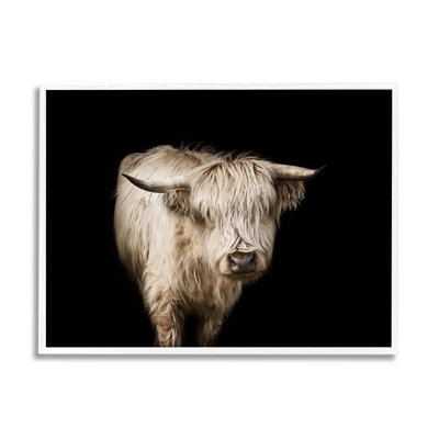 «Solenn Clever Portrait Modern Farm Animal Over Black» par Marika Moffit - reproduction