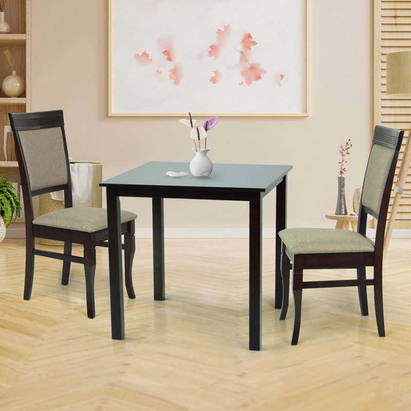 2 - Person Four Leg Dining Set, Black/Beige