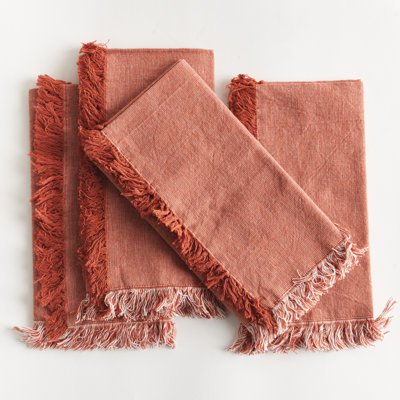 Lavande Pre-Washed Cotton Dinner Napkins in Rust