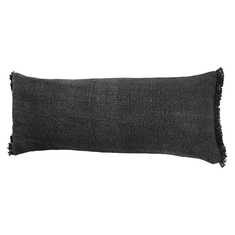 14" X 36" 100% Cotton Zippered Pillow, Jet Black