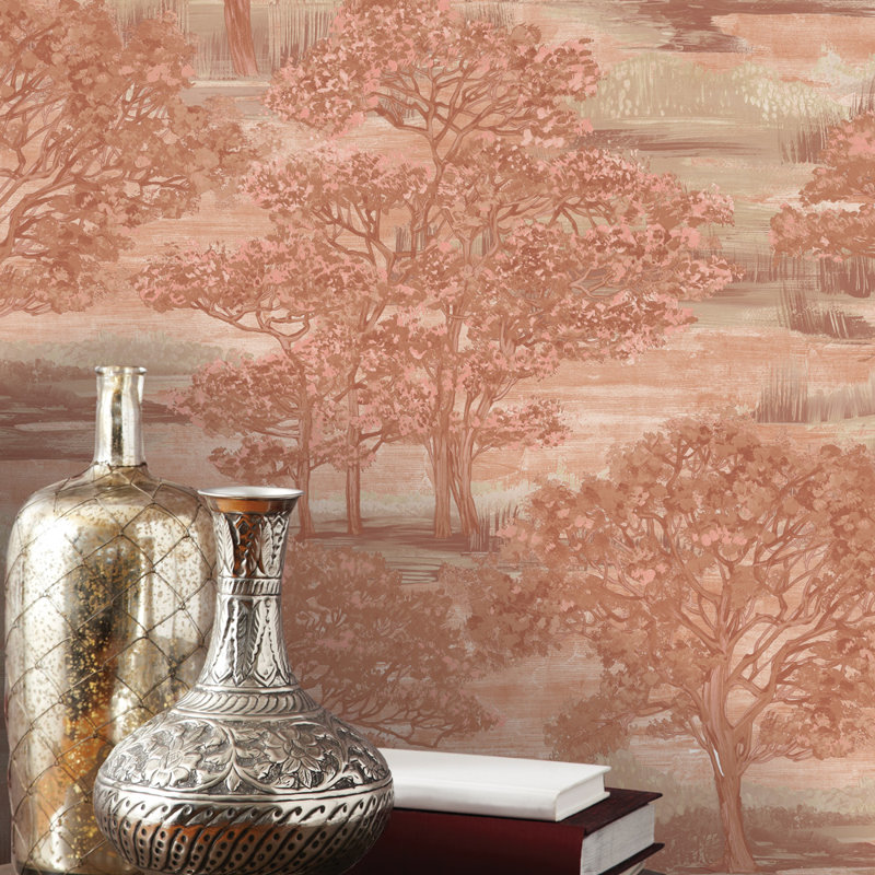 Papier peint adhésif Toile forêt, Rouge