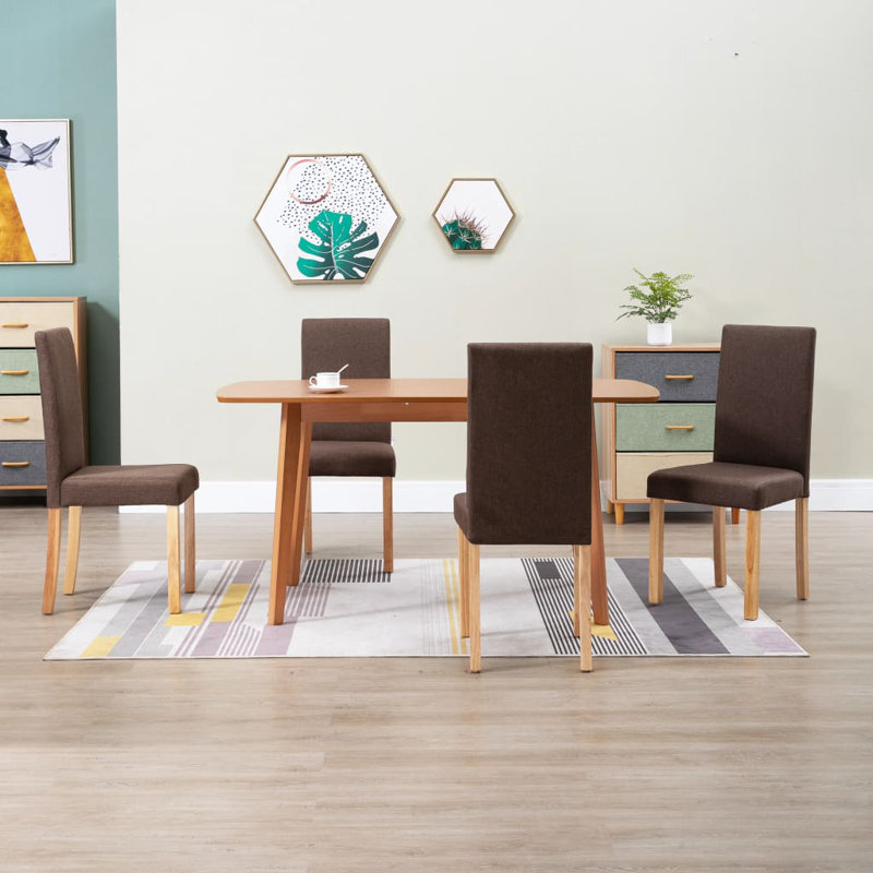 Chaise d'appoint avec pieds en bois massif pour la cuisine, 4, Noir, Light Brown