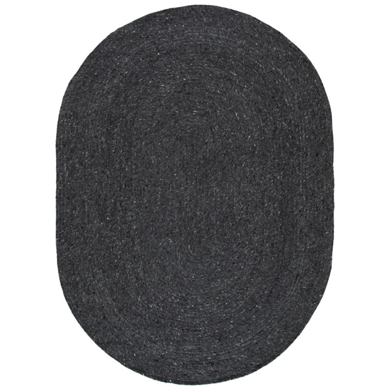 Coleman Hand Woven Wool / Cotton Solid Color Rug, Oval 6' x 9'
