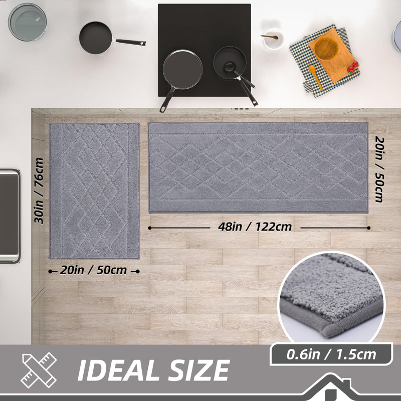 Leonardtown Non-Skid Kitchen Mat, Grey