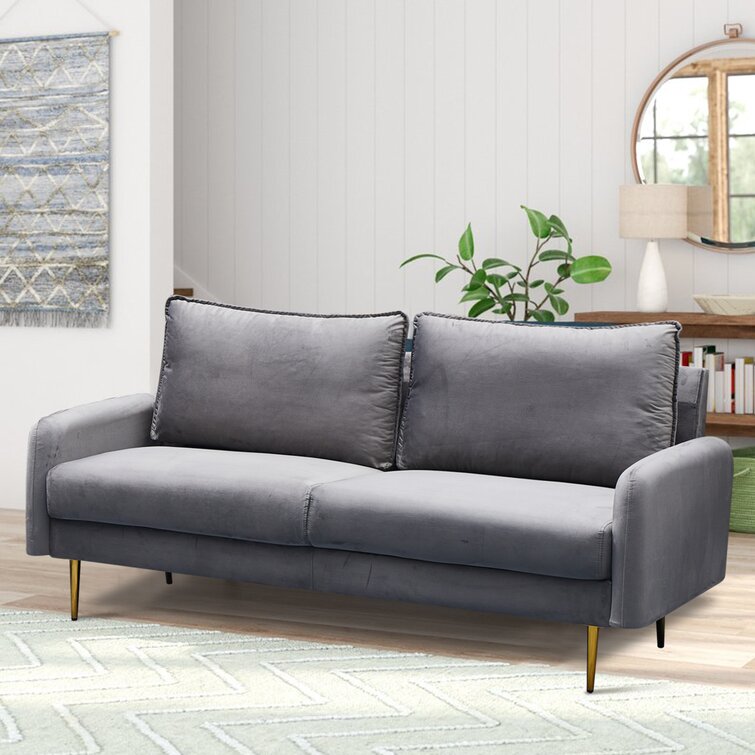 57.8 Velvet Upholstered Sofa, Loveseat Sofa with 2 Pillows