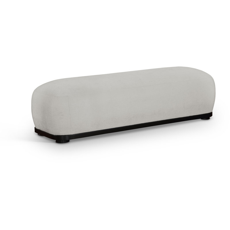 Banc en tissu Calum Chenille, Noir, Tissu gris chenille