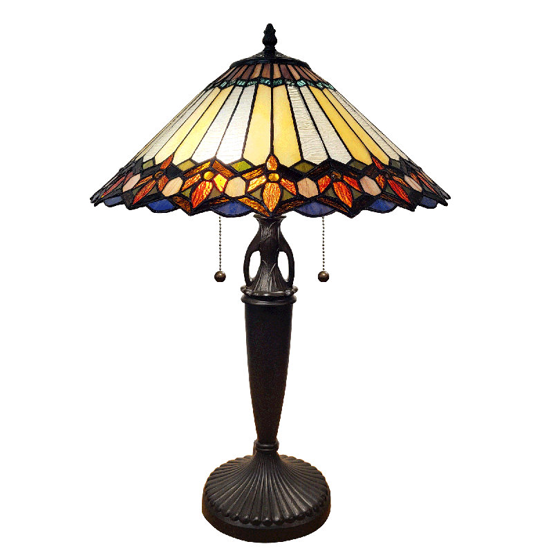 Fine Art Lighting Stained Glass Table Lamp, Handcrafted Tiffany Style Shade