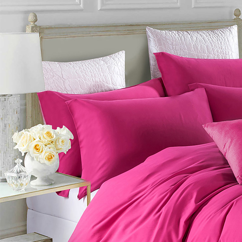Marnisha Microfiber Duvet Cover Set with Pillowcases Included, Super King Duvet Cover Set +2 Pieces Included, Pink